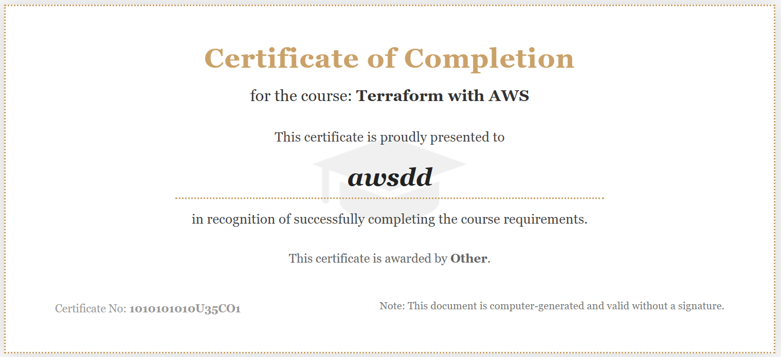 Course and Test Certification